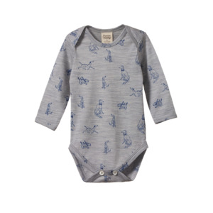 MERINO LONG SLEEVED BODYSUIT - Best Friend Print | Nature Baby