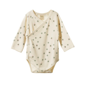 LONG SLEEVE KIMONO BODYSUIT - Lucky Print | Nature Baby