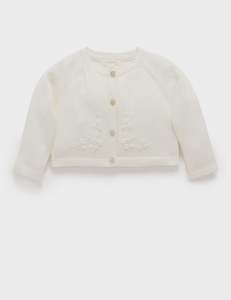 Embroidered Cardigan - Wheat Melange | Purebaby