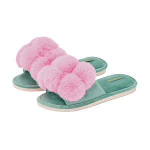 Bathtime 1: COSY LUXE Slippers Pom Pom - Candy Green | Annabel Trends