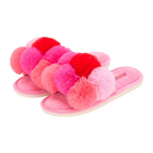 COSY LUXE Slippers Pom Pom - Multi Pink | Annabel Trends