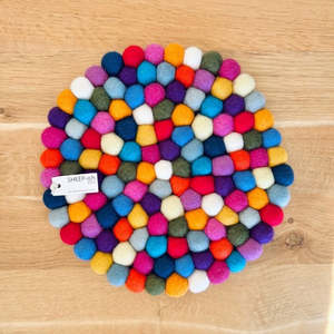 Products: Felt Ball Pot Stand - Rainbow | SHEEP-ish