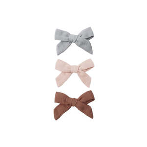Bow W. Clip, Set Of 3 || Sky, Blush, Poppy | Quincy Mae