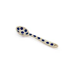 Care 1: Teaspoon - White/Blue Spot | Polish Ceramics