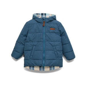 Crywolf: Reversible Eco-Puffer - Blue Plaid | Crywolf