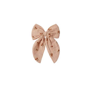 Oversized Bow - Cherry Embroidery - Melon | Rylee + Cru