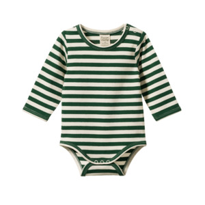 Bodysuits: STRETCH JERSEY Long Sleeve BODYSUIT - Eden Sea Stripe | Nature Baby