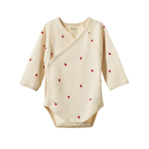 Long Sleeve KIMONO BODYSUIT - Radish Print | Nature Baby