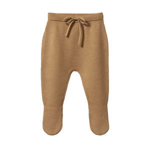 MERINO KNIT FOOTED ROMPERS - Caramel | Nature Baby