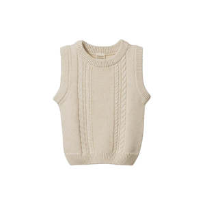 6 12m: Walter Vest - Oatmeal Marl Cable Knit | Nature Baby