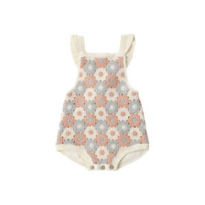 Crochet Romper || Blue, Light Pink, Ivory | Rylee + Cru