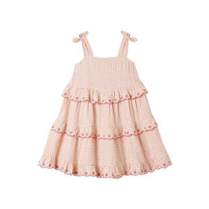 Ruffled Swing Dress || Petal Gingham - Petal | Rylee + Cru