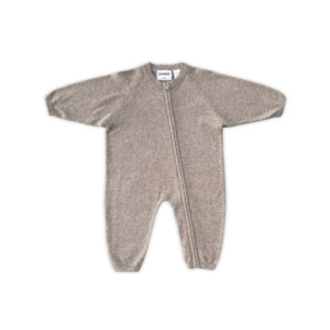 Organic Speckle Knit Zipper Starsuit - Oatmilk | Grown
