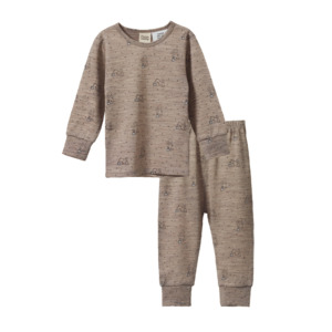 MERINO 2PC LONG SLEEVE PYJAMAS - Bramble Burrow Print | Nature Baby