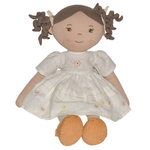 Play: Cecilia - Dark Brown Hair with Cream Linen Dress | Tikiri Bonikka Collection