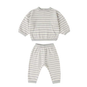 Waffle Sweater Set || Sky Stripe - Sky | Quincy Mae