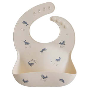 Silicone Baby Bib - Whales | Mushie