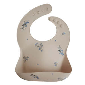 Mushie: Silicone Baby Bib - Lilac Flowers | Mushie