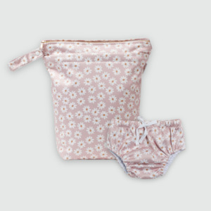 Luxe Wet Bag + Swim Nappy Set - Wild Daisy Lilac Ash