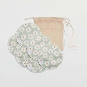 Premium Reusable Nursing Pads Pack - Wild Daisy Sea Mist Green