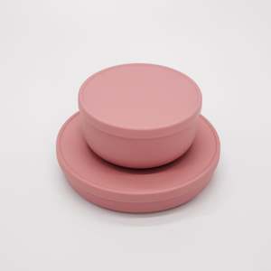 Silicone Dinnerware: Silicone Bowl with Lid - Dusky Pink
