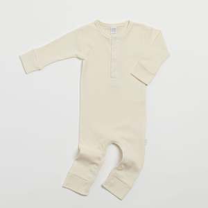 Organic Ribbed Romper - Vanilla