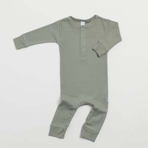 Organic Ribbed Romper - Pistachio