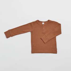 Organic Basics 1: Organic Ribbed Henley - Clay
