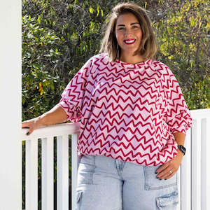 Clothing: Two+Lou | Greta Sweater - Raspberry Ziggy