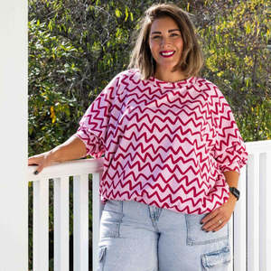 Clothing: Two+Lou | Greta Sweater - Raspberry Ziggy