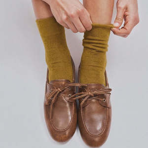 New: Possum Merino Wool Socks | Ecru Olive