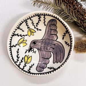 Ceramics: Into the Garden | Yellow flowers + Bird