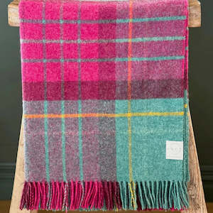 Winter Warmers: Saltburn Cerise & Mint 100% Wool Throw