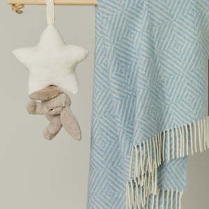 Powder Blue Diamond 100% Merino Baby Blanket