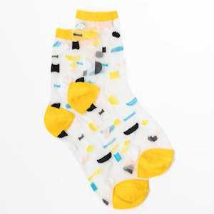 Socks: Sheer Sock | Yellow Shapes