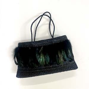 Bags: Ruru Raranga | Kete Pango with  pīkake feathers