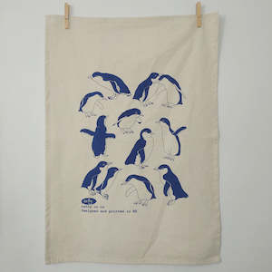 Tea Towels Aprons: Kororā Little Penguin tea towel