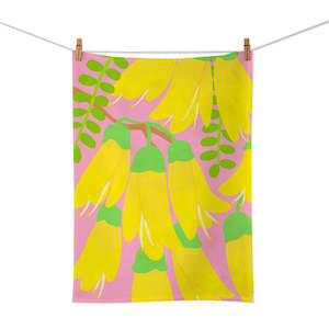 Tea Towels Aprons: Bright Botanical Kowhai Tea Towel