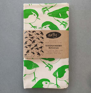 Tea Towels Aprons: Titipounamu Rifleman tea towel