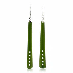 New: Kawakawa Pounamu & Silver Contemporary Earrings