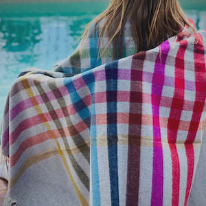 Cushions Blankets Throws: Henley Grey Multi 100% Merino Throw