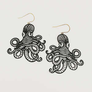 Earrings 1: Denz + Co Octopus |  Black or Blue