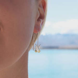 Earrings 1: Huia Feather Thread Earrings