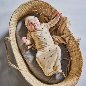 LFOH | NEWCOMER BABY GOWN | WHEAT MARLE FRUIT 'N'VEG