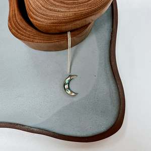 Necklaces: Halio | Pāua moon necklace