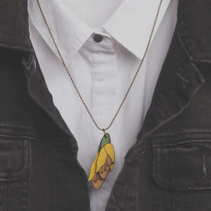 Necklaces: Kowhai Flower Rimu Necklace