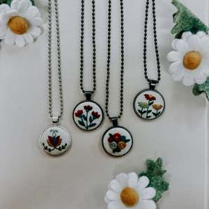 Necklaces: Little Birdie | Embroidered pendant necklace