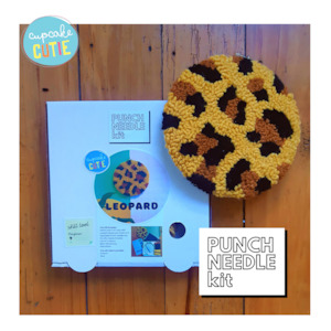 School Holiday Boredom Busters: Leopard print punch needle kit. Beginners kit with tool, yarn + instructions