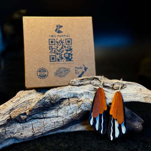 New: Fantail/pīwakawaka Leather Drop Earrings