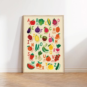 Art Stationary: Fruit + Veg A-Z Alphabet Print - Modern Educational Kids Art